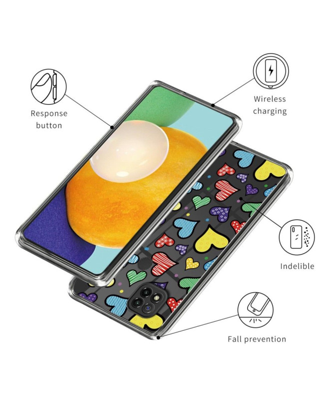 Coque Xiaomi Redmi 10A Coeurs Colorés