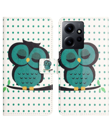 Housse Xiaomi Redmi Note 12 4G hibou et motifs à pois