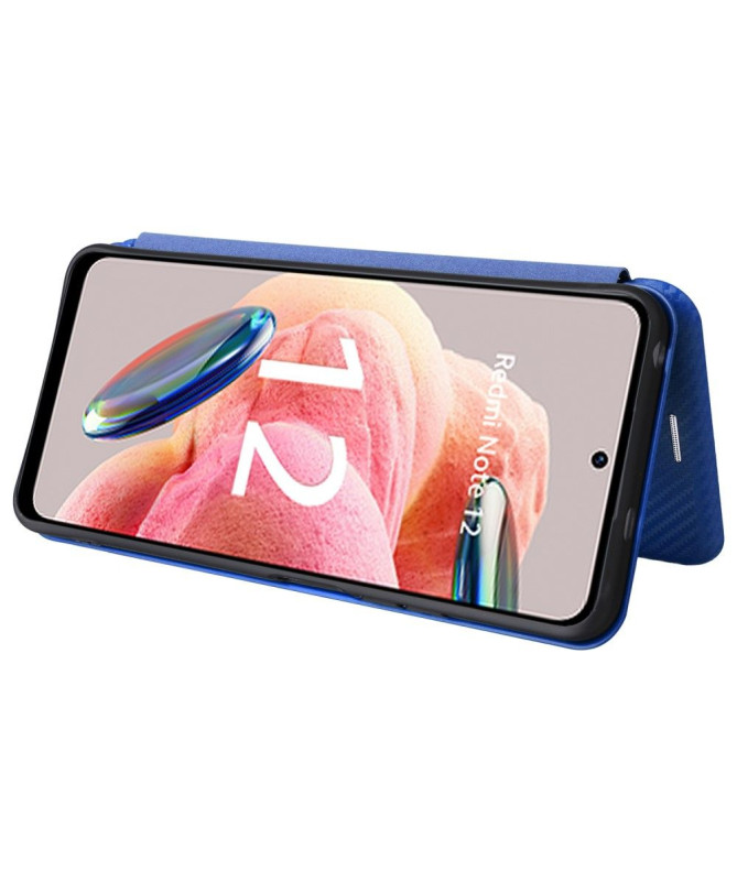 Housse Xiaomi Redmi Note 12 4G simili cuir fibre de carbone