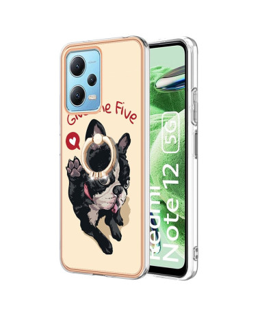 Coque Xiaomi Redmi Note 12 5G / Poco X5 5G Give Me Five Dog avec Support Anneau