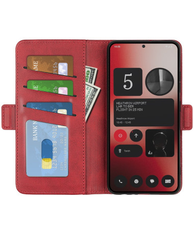 Étui Nothing Phone (2a) Plus / Phone (2a) portefeuille revêtement simili cuir mat Rouge foncé - photo 6