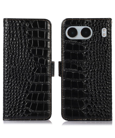 Housse OnePlus Nord 4 cuir véritable aspect croco