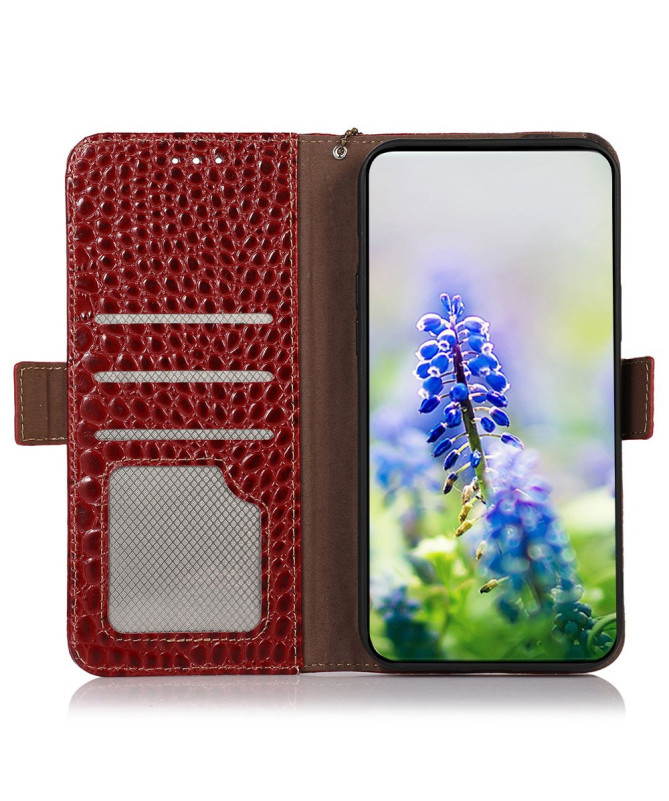 Housse OnePlus Nord 4 cuir véritable aspect croco