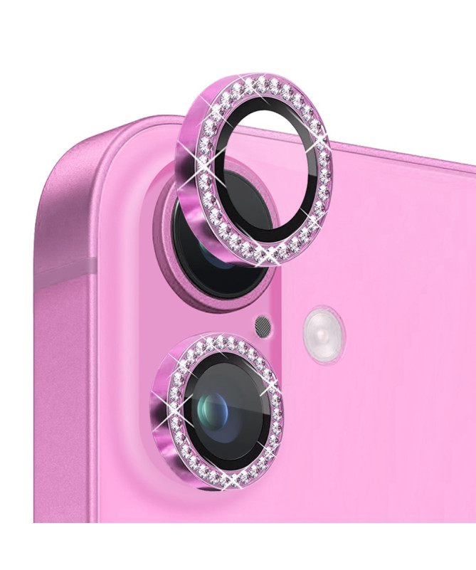 Protecteur d'Objectif iPhone 16 / 16 Plus avec Anneau en Strass