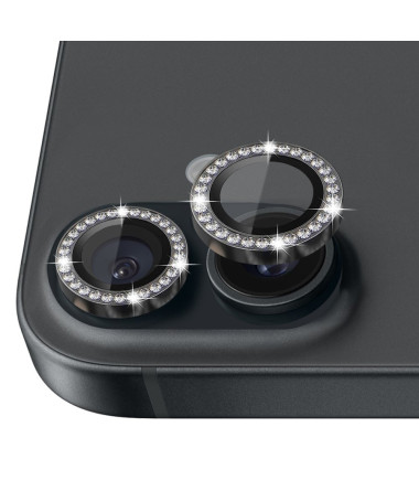 Protecteur d'Objectif iPhone 16 / 16 Plus avec Anneau en Strass Noir - photo 9