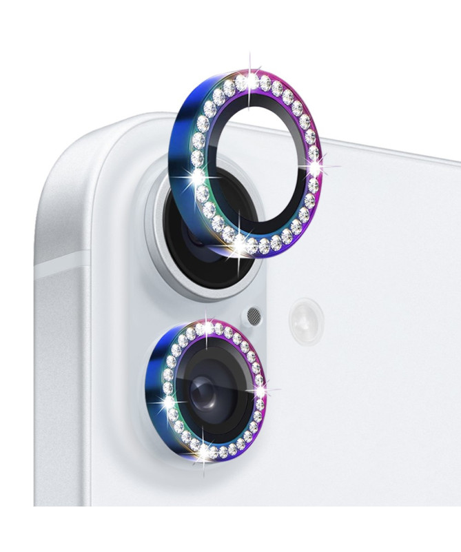 Protecteur d'Objectif iPhone 16 / 16 Plus avec Anneau en Strass