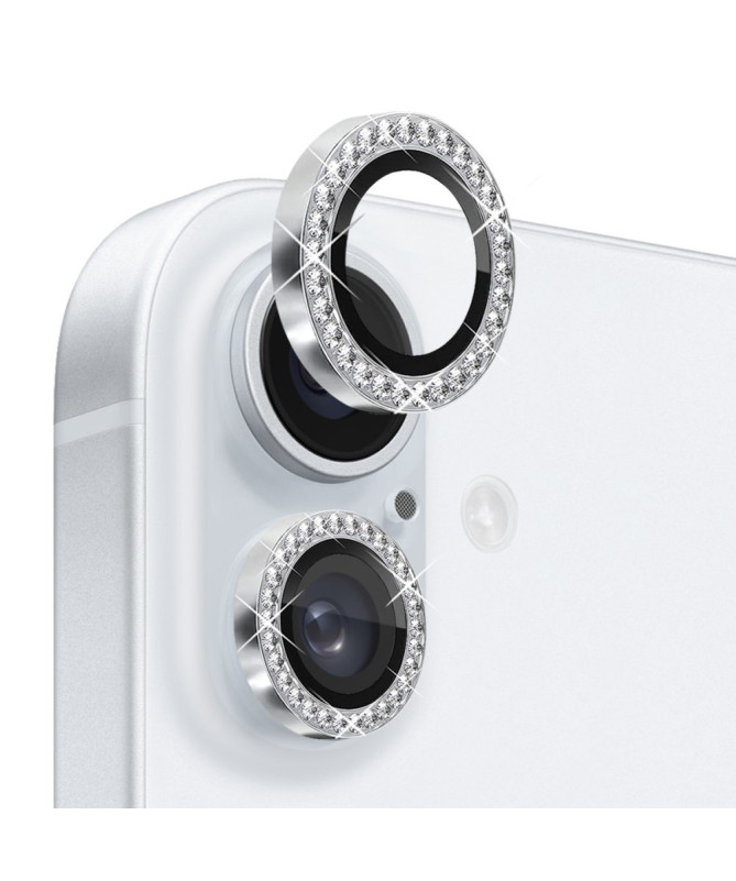 Protecteur d'Objectif iPhone 16 / 16 Plus avec Anneau en Strass