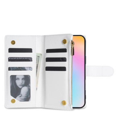 Housse iPhone 16 Portefeuille Matelassé avec Bandoulières Amovibles Blanc - photo 11