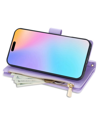 Housse iPhone 16 Portefeuille Matelassé avec Bandoulières Amovibles Violet clair - photo 18