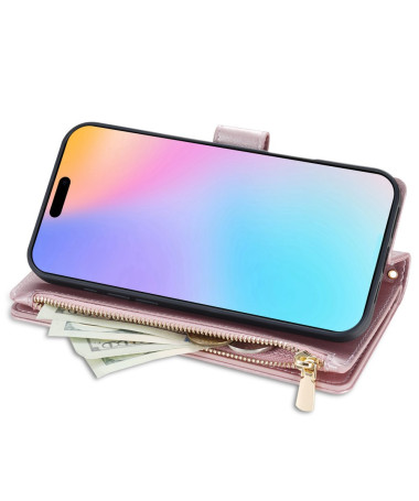 Housse iPhone 16 Portefeuille Matelassé avec Bandoulières Amovibles Or Rose - photo 26