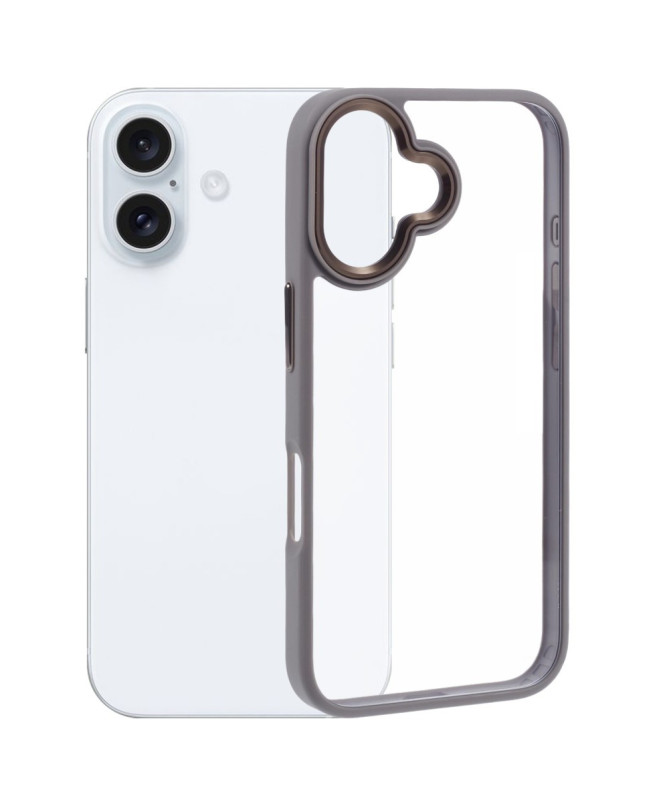 Coque Antichoc Transparente pour iPhone 16 avec Cadre Métallique