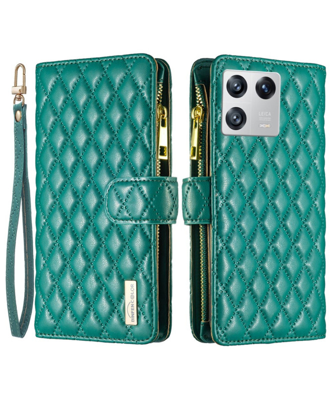 Housse Xiaomi 13 QuiltedLux Design Matelassé avec Poche Zippée