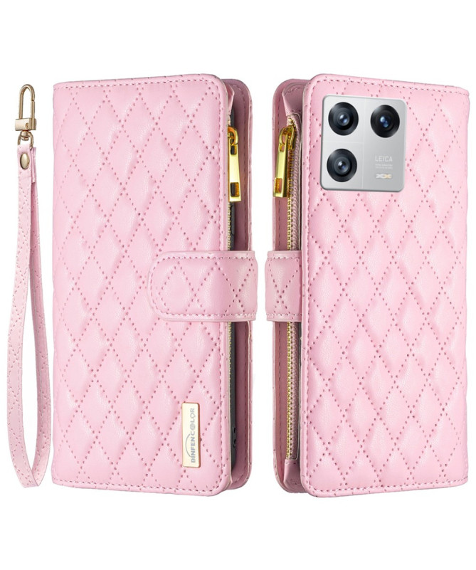 Housse Xiaomi 13 QuiltedLux Design Matelassé avec Poche Zippée