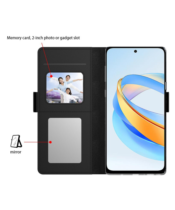 Housse Honor X6b 4G premium porte cartes avec miroir