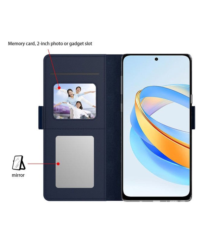 Housse Honor X6b 4G premium porte cartes avec miroir