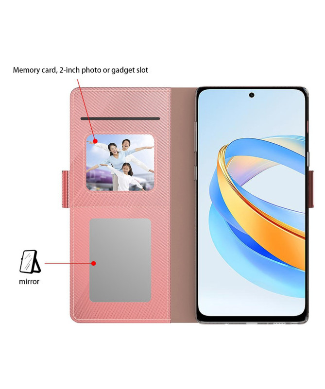 Housse Honor X6b 4G premium porte cartes avec miroir