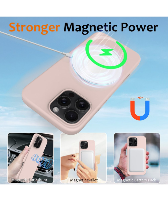 Coque iPhone 16 Pro Max magnétique en silicone liquide