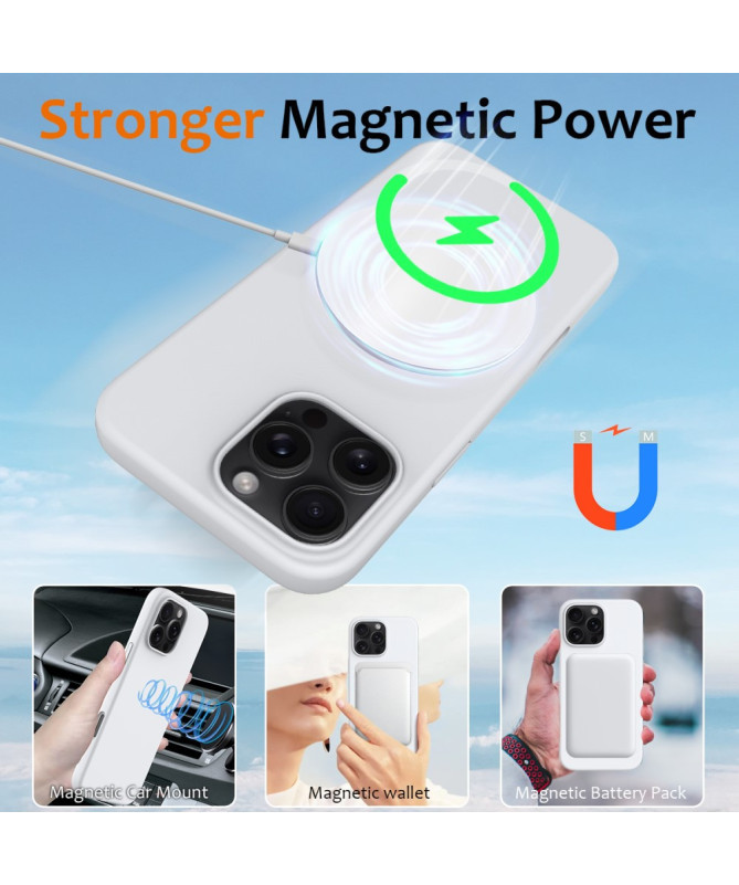 Coque iPhone 16 Pro Max magnétique en silicone liquide