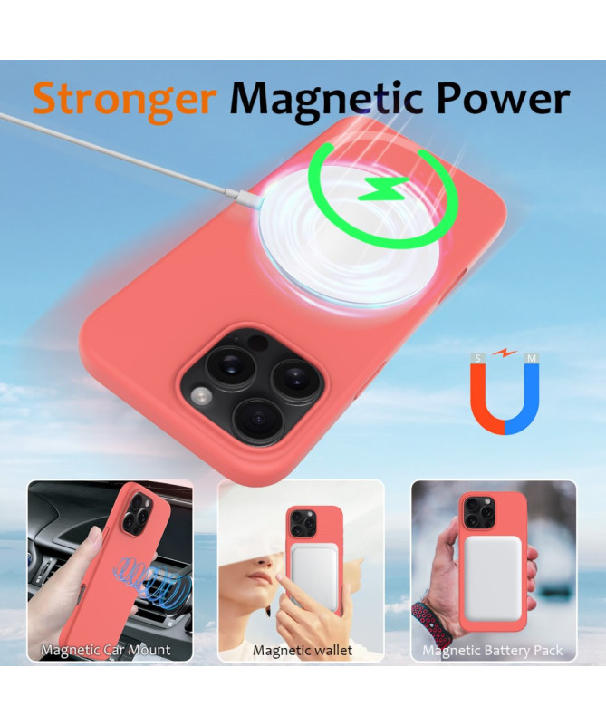 Coque iPhone 16 Pro Max magnétique en silicone liquide