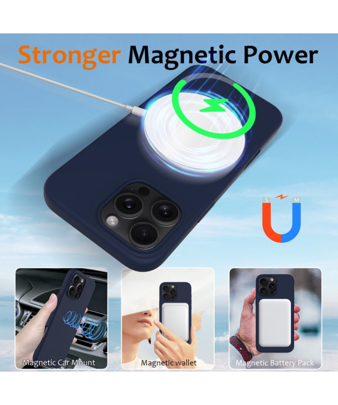 Coque iPhone 16 Pro Max magnétique en silicone liquide