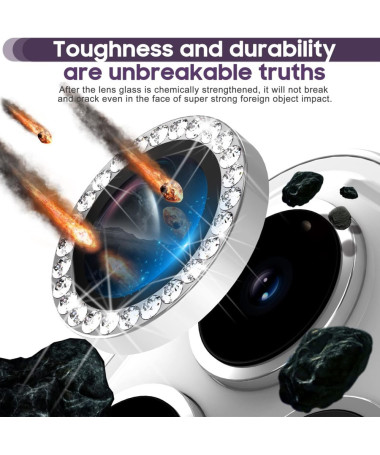 Protecteur d'Objectif iPhone 16 Pro/16 Pro Max en Verre Trempé Strass Argent - photo 10