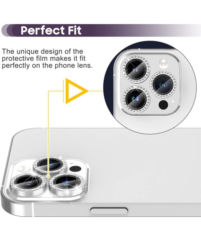 Protecteur d'Objectif iPhone 16 Pro/16 Pro Max en Verre Trempé Strass