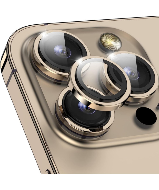 Protecteur d'Objectif iPhone 16 Pro/16 Pro Max en Verre Trempé avec Anneau Métallique