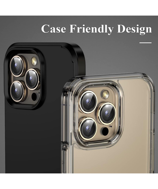 Protecteur d'Objectif iPhone 16 Pro/16 Pro Max en Verre Trempé avec Anneau Métallique