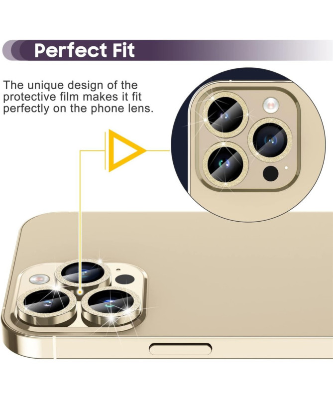 Protecteur d'Objectif à Paillettes pour iPhone 16 Pro/16 Pro Max