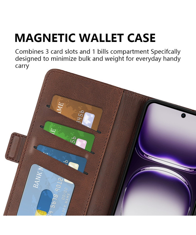 Étui Oppo Reno 12 Pro 5G - Portefeuille Simili Cuir Mat