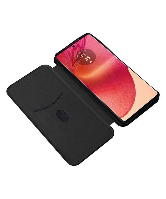 Flip Cover Motorola Edge 50 Fusion design fibre de carbone