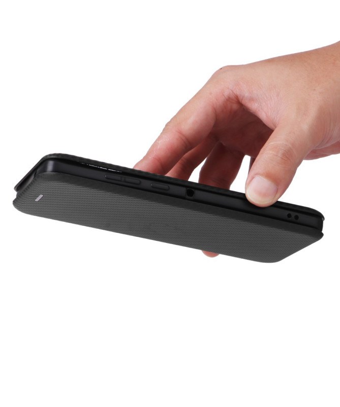 Flip Cover Motorola Edge 50 Fusion design fibre de carbone