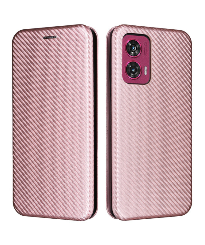 Flip Cover Motorola Edge 50 Fusion design fibre de carbone