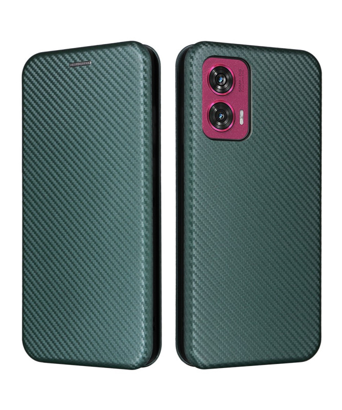 Flip Cover Motorola Edge 50 Fusion design fibre de carbone