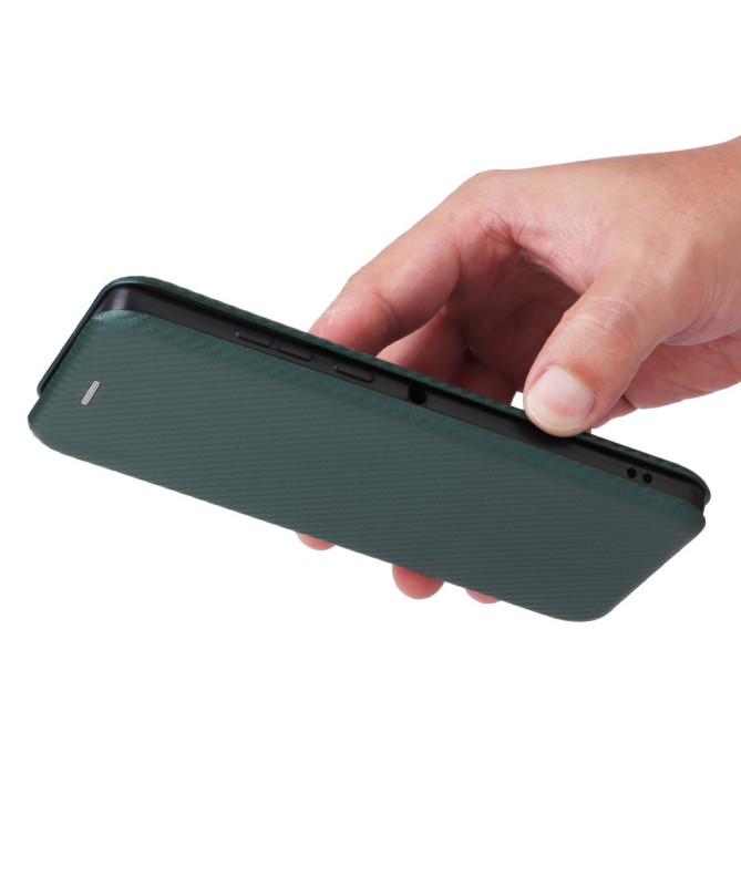 Flip Cover Motorola Edge 50 Fusion design fibre de carbone