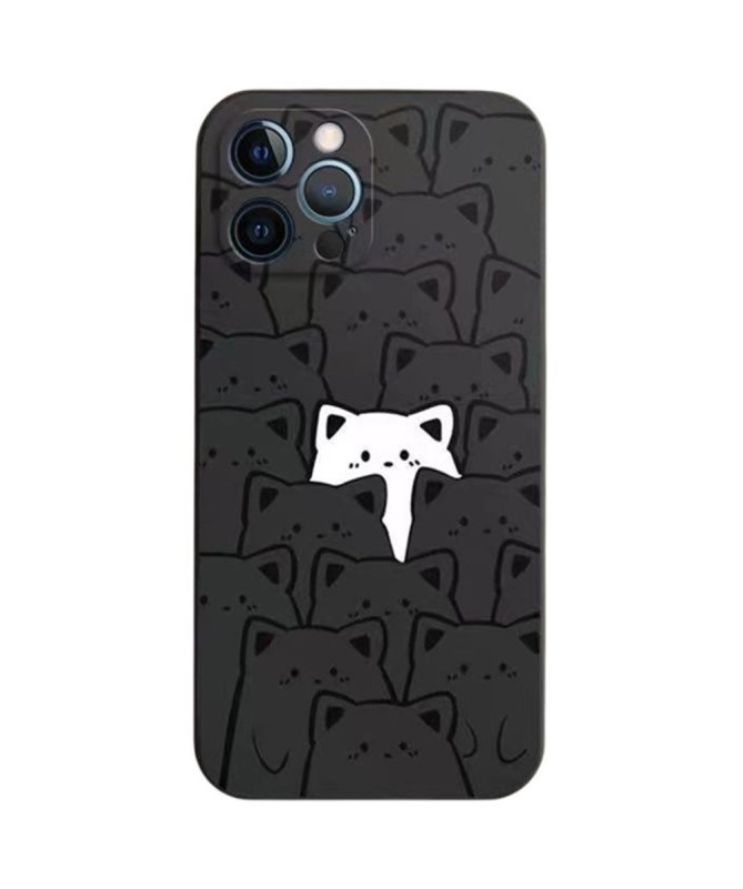 Coque iPhone 15 Pro Max Chat Blanc Caché Noir