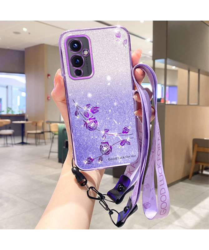 Coque OnePlus 9 Glamour Glitz avec Sangle