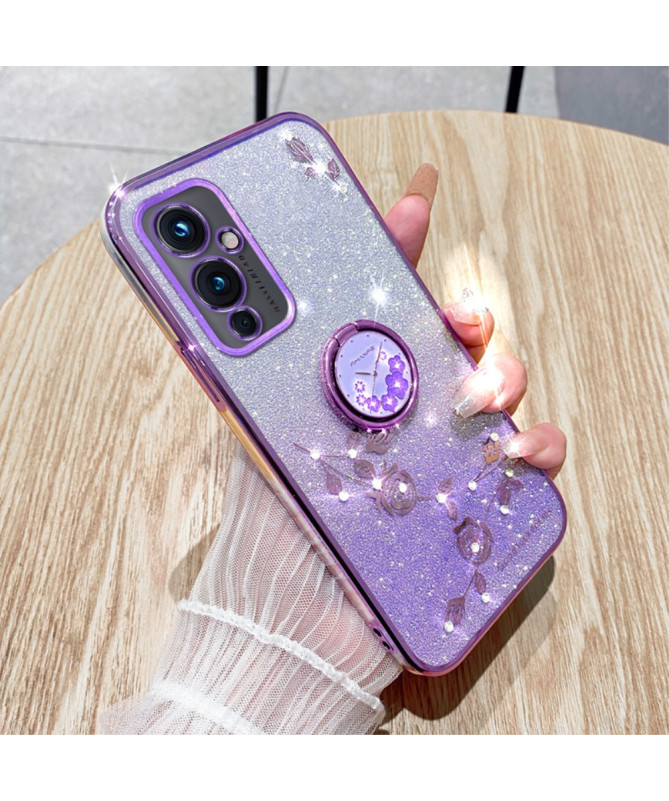 Coque OnePlus 9 Glamour Glitz avec Anneau