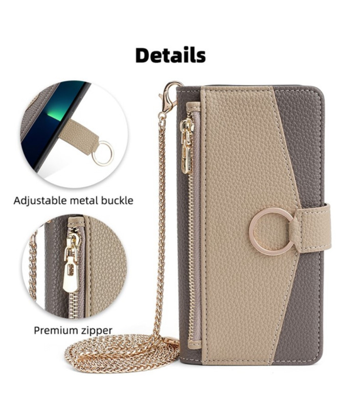 Housse OnePlus 9 luxury portefeuille avec chaîne
