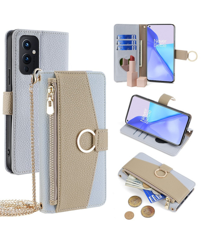 Housse OnePlus 9 luxury portefeuille avec chaîne
