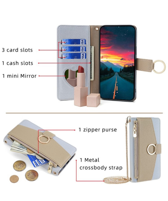 Housse OnePlus 9 luxury portefeuille avec chaîne