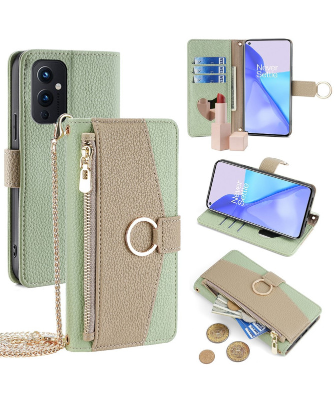 Housse OnePlus 9 luxury portefeuille avec chaîne