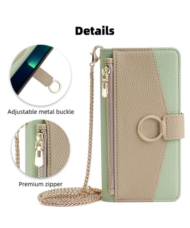 Housse OnePlus 9 luxury portefeuille avec chaîne