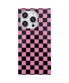 Coque iPhone 13 Pro Max Damier Noir et Rose