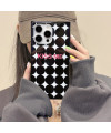 Coque iPhone 13 Pro Max Cercles Noir et Blanc, Message 'Kiss Me'