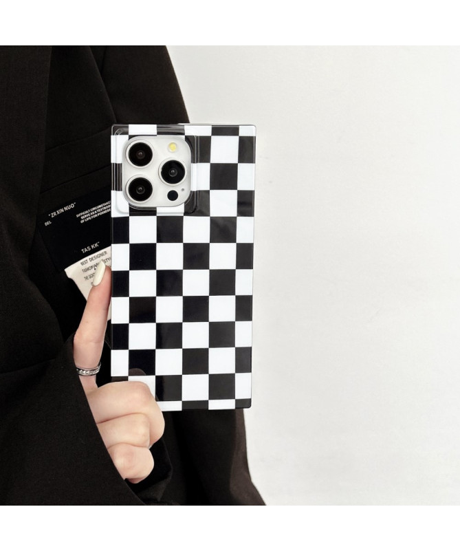 Coque iPhone 13 Pro Max Damier Noir et Blanc