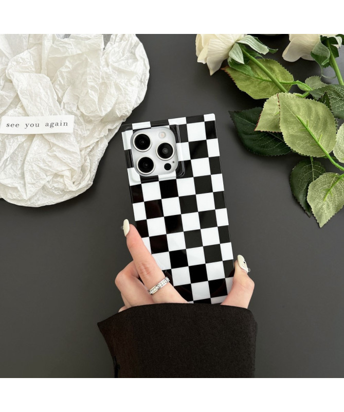 Coque iPhone 13 Pro Max Damier Noir et Blanc