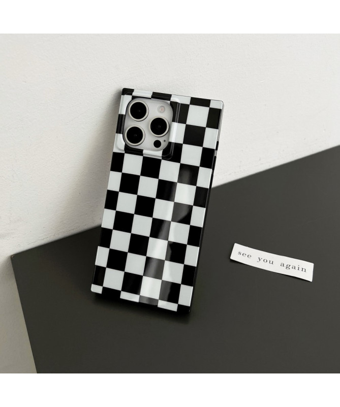 Coque iPhone 13 Pro Max Damier Noir et Blanc