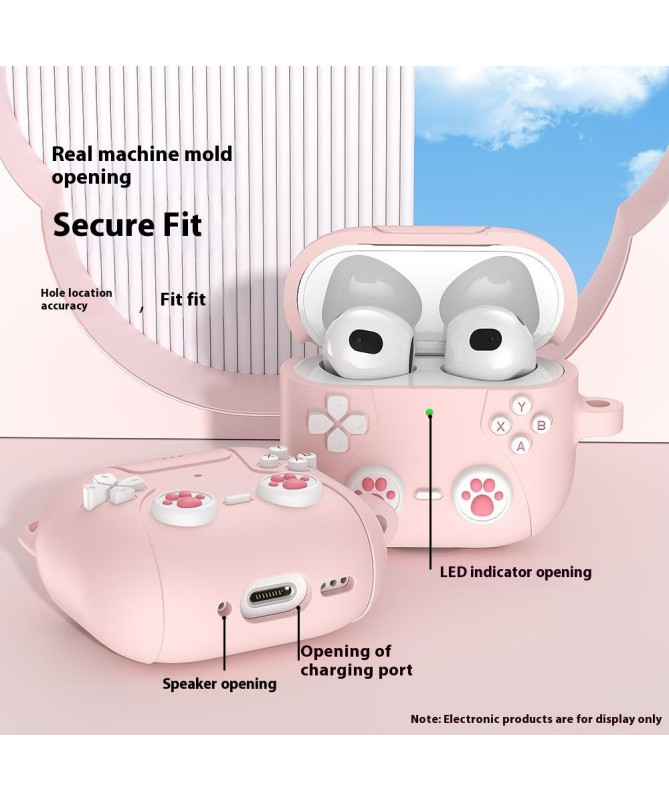 Coque AirPods 4 Design Chat Mignon avec Mousqueton