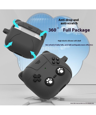 Coque AirPods 4 Design Chat Mignon avec Mousqueton Gris Foncé - photo 13